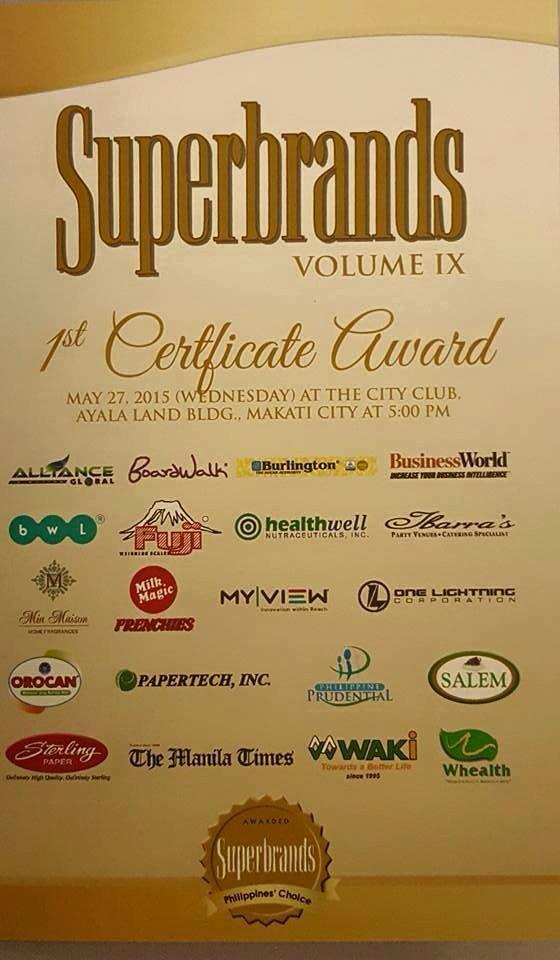 Superbrands 1st certificate awardees 2015
