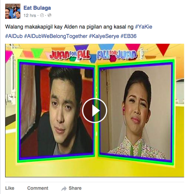 Alden Richards and Yaya Dub or  "AlDub" in Eat Bulaga