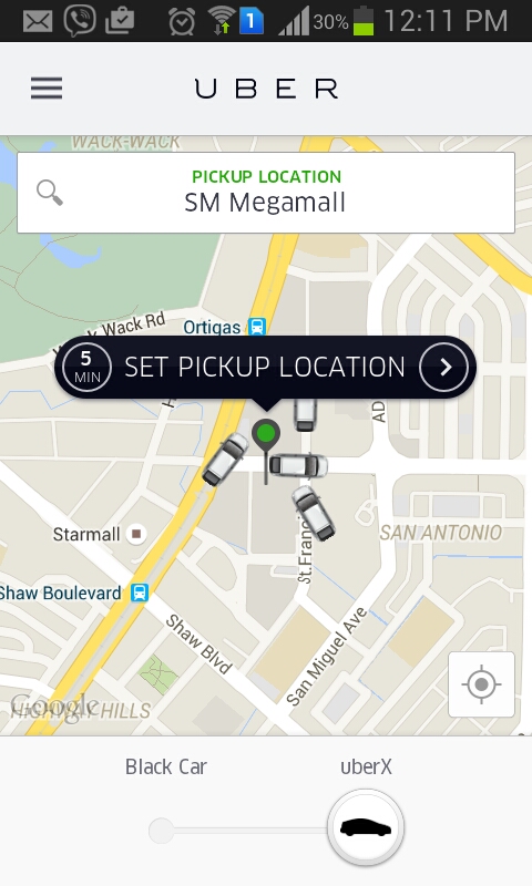 Uber pickup point at SM Megamall